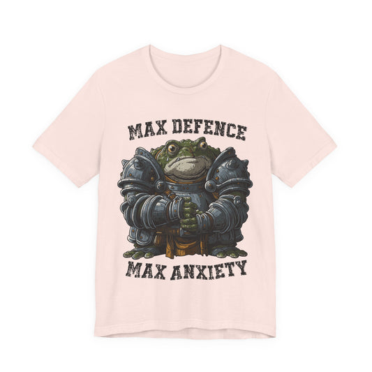 Anxiety Frog Graphic Tee — "Max Defence, Max Anxiety"