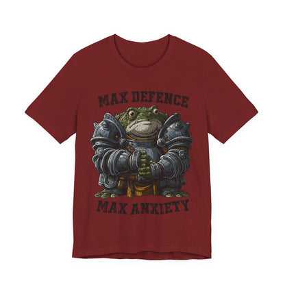 Anxiety Frog Graphic Tee — "Max Defence, Max Anxiety"