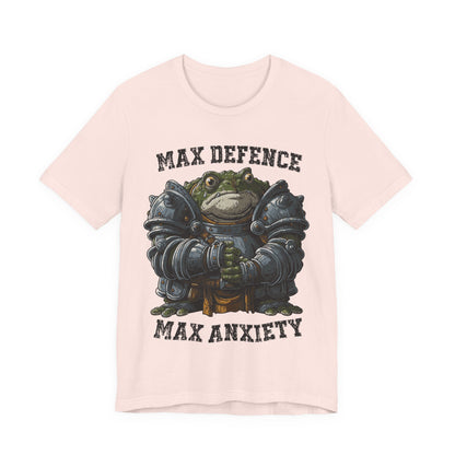 Anxiety Frog Graphic Tee — "Max Defence, Max Anxiety"