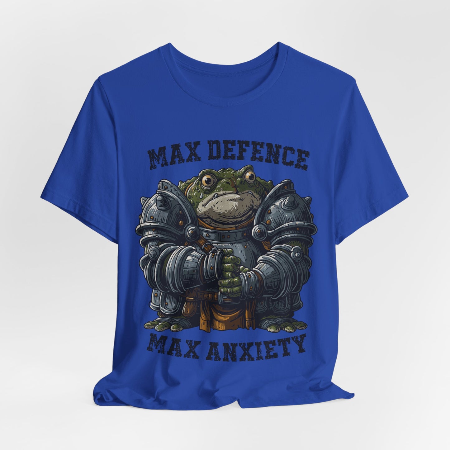 Anxiety Frog Graphic Tee — "Max Defence, Max Anxiety"