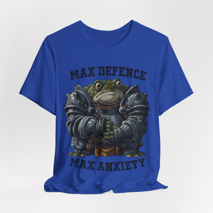 Anxiety Frog Graphic Tee — "Max Defence, Max Anxiety"