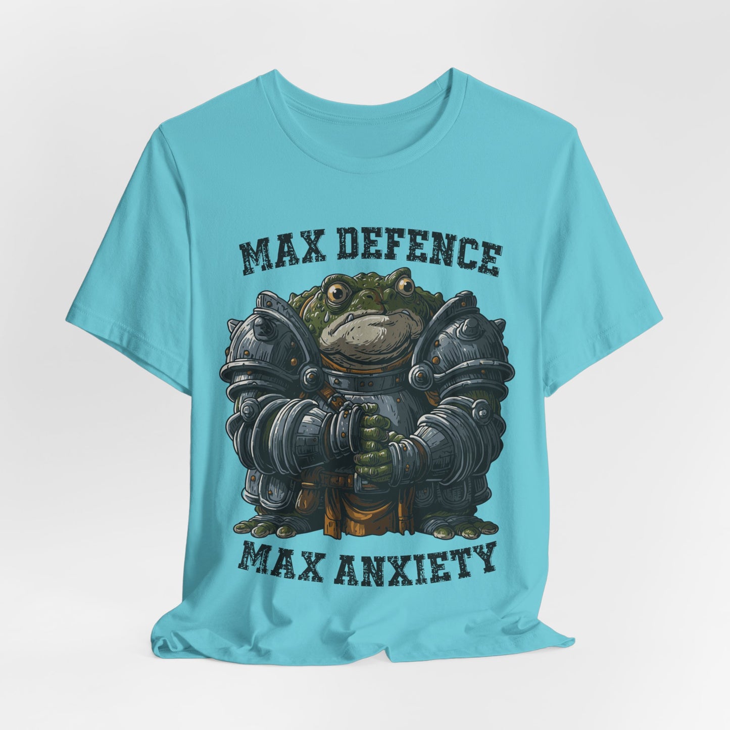 Anxiety Frog Graphic Tee — "Max Defence, Max Anxiety"