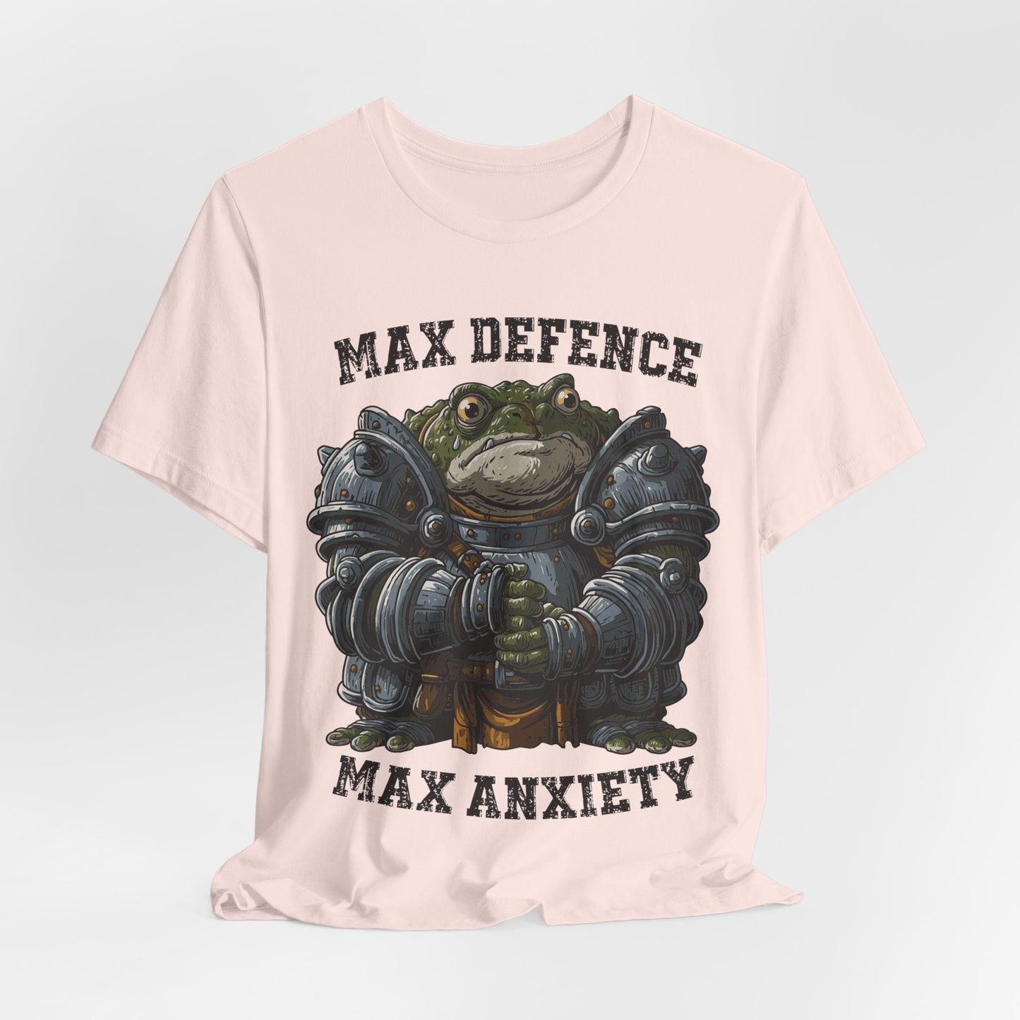 Anxiety Frog Graphic Tee — "Max Defence, Max Anxiety"