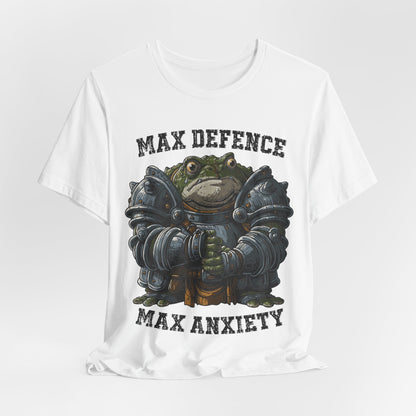 Anxiety Frog Graphic Tee — "Max Defence, Max Anxiety"
