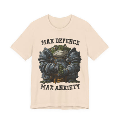 Anxiety Frog Graphic Tee — "Max Defence, Max Anxiety"
