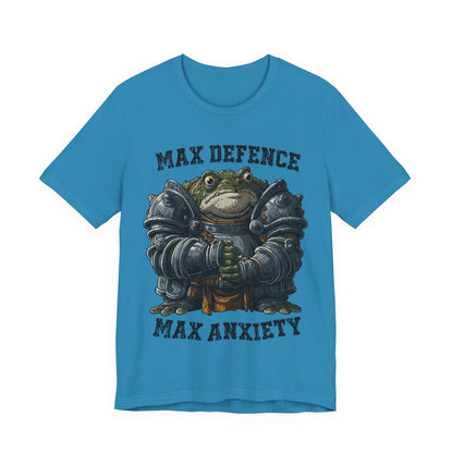 Anxiety Frog Graphic Tee — "Max Defence, Max Anxiety"