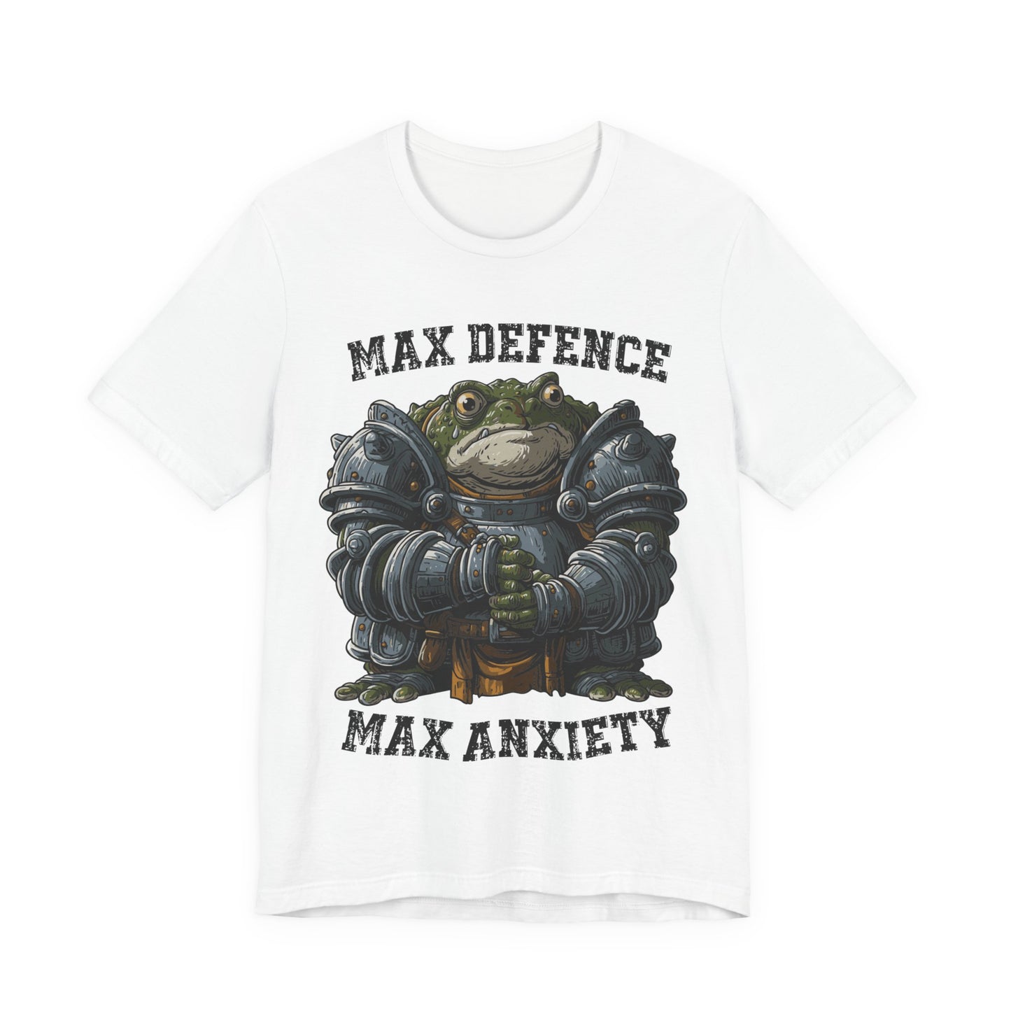 Anxiety Frog Graphic Tee — "Max Defence, Max Anxiety"