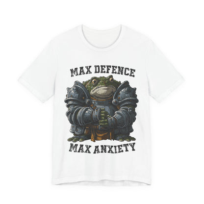 Anxiety Frog Graphic Tee — "Max Defence, Max Anxiety"
