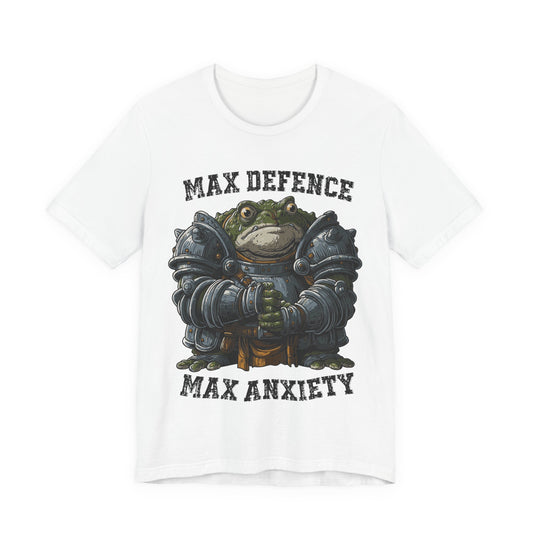 Anxiety Frog Graphic Tee — "Max Defence, Max Anxiety"