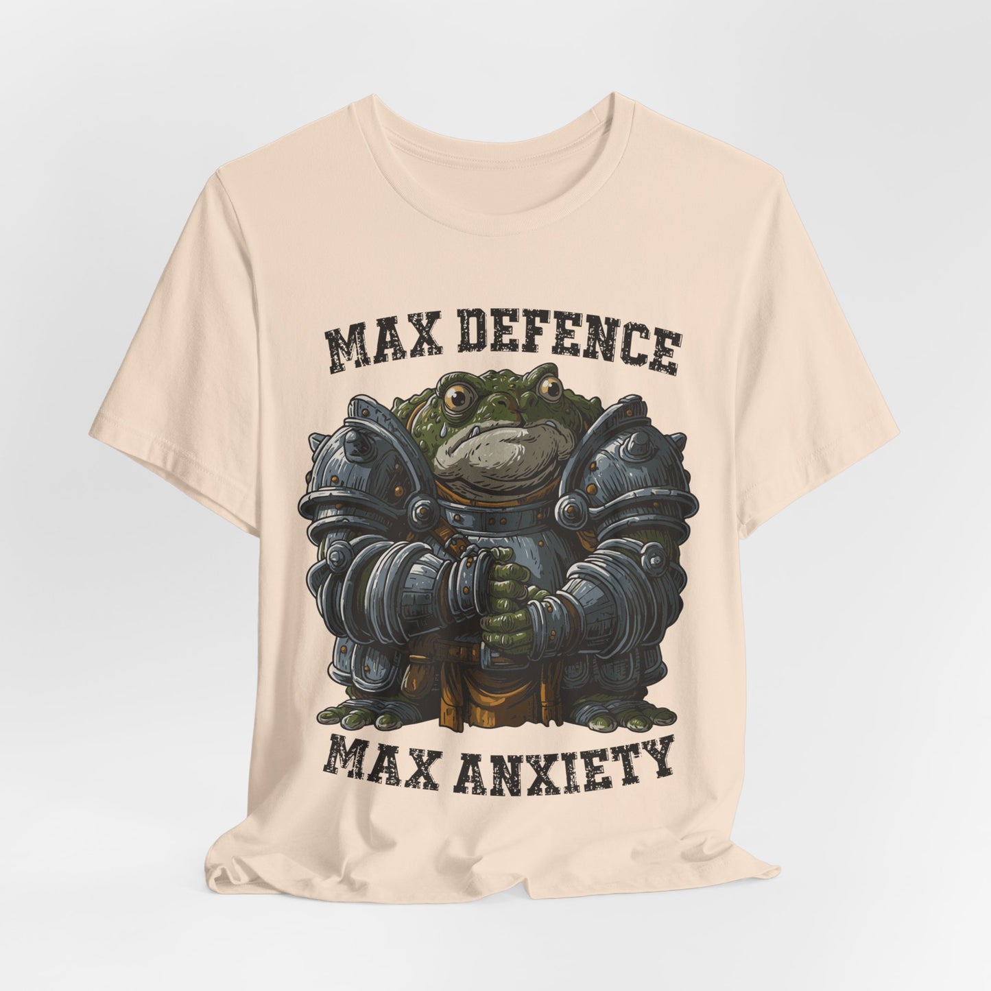 Anxiety Frog Graphic Tee — "Max Defence, Max Anxiety"