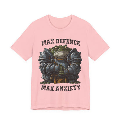 Anxiety Frog Graphic Tee — "Max Defence, Max Anxiety"
