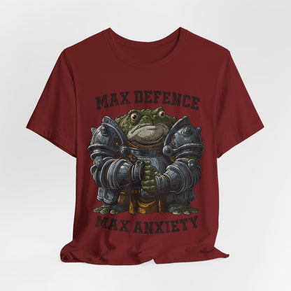 Anxiety Frog Graphic Tee — "Max Defence, Max Anxiety"