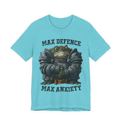 Anxiety Frog Graphic Tee — "Max Defence, Max Anxiety"