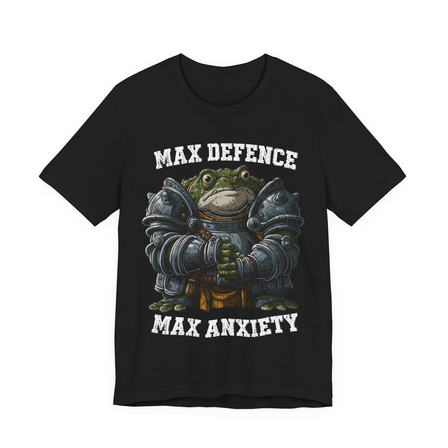 Anxiety Frog Graphic Tee — "Max Defence, Max Anxiety"