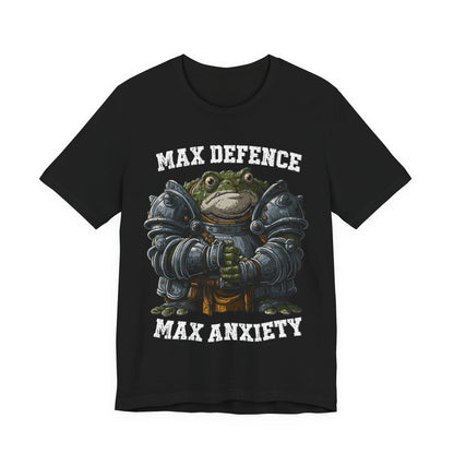Anxiety Frog Graphic Tee — "Max Defence, Max Anxiety"