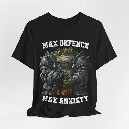 Anxiety Frog Graphic Tee — "Max Defence, Max Anxiety"